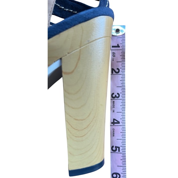 Tommy Hilfiger Weslee Blue Suede Platform Block Heel Sandals Mens 9M - Picture 5 of 5